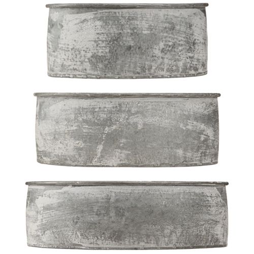 Artikel Dekoschale Metall Steckschale Oval Grau L22,5/19,5/16cm 3er-Set