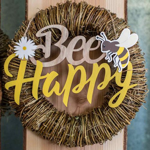 Artikel Dekoschild Biene „Bee Happy“ Sommerdeko Holz 31×18cm 2St