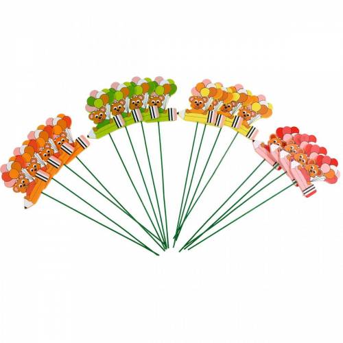 Floristik24 Dekostecker Stift mit Teddy und Ballons Blumenstecker Sommerdeko Kinder 16 St
