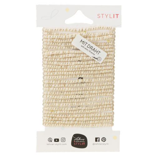 Artikel Wollkordel Weiß Goldfaden 5m x 5mm mit Draht für Deko und Basteln