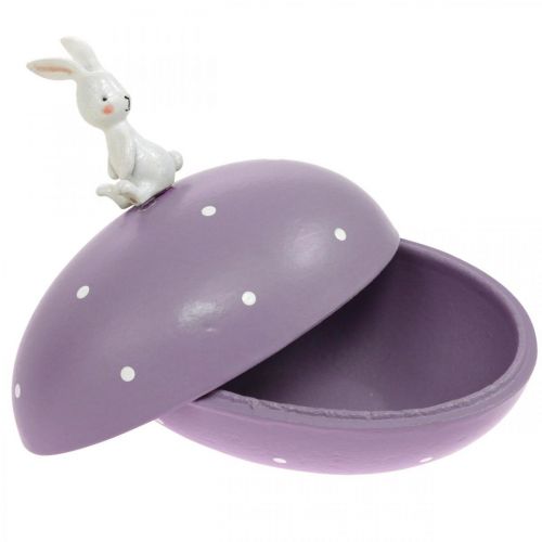 Floristik24 Hase auf Ei, Dekoei zum Befüllen, Ostern, Deko-Schatulle Gelb, Lila H17/16cm L15cm 2er-Set