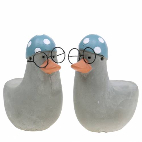 Deko-Ente mit Brille und Badekappe Grau 10,5cm 4St-67932