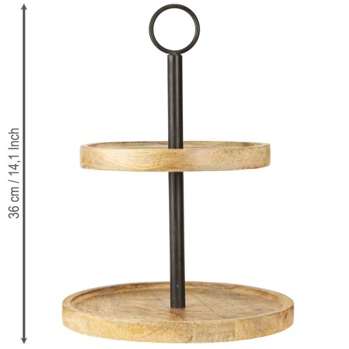 Artikel Etagere 2-stöckig Holz Metall Rund Natur Schwarz H36cm