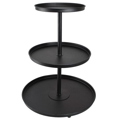 Floristik24 Etagere Schwarz 3-stöckig Metall Rund Füße Ø40cm H52cm