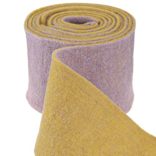 Artikel Filzband, Topfband, Wollband zweifarbig Senfgelb, Violett 15cm 5m