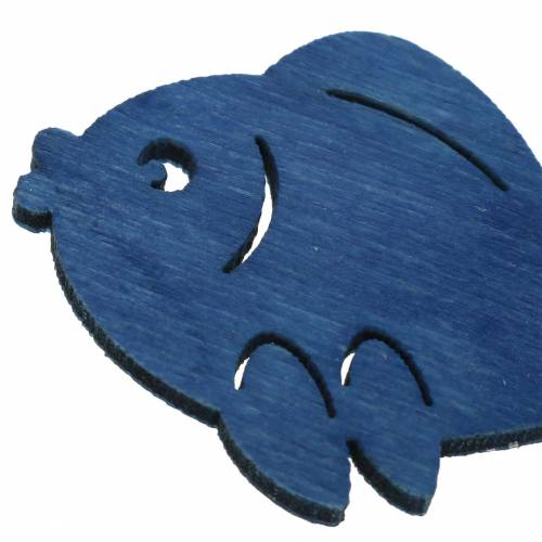 Floristik24 Streudeko Fische Holz Weiß, Blau, Hellblau 4cm 72 St