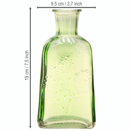 Artikel Flaschenvase Glasvase mit Motiv Flasche Glas Grün H19cm 2St