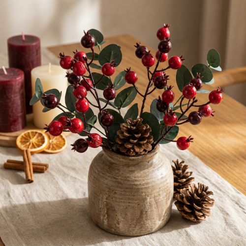 Artikel Kunstzweig Granatapfel mit verzweigten Stielen als Vasenschmuck 19cm 4St