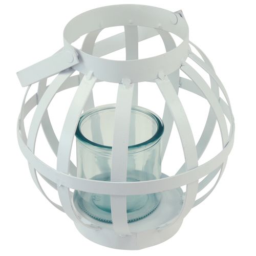 Artikel Gartenlaterne Metall Glas Windlicht zum Hängen Weiß Ø18,5cm