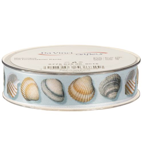 Artikel Geschenkband Maritime Deko Muscheln Blau 25mm 15m