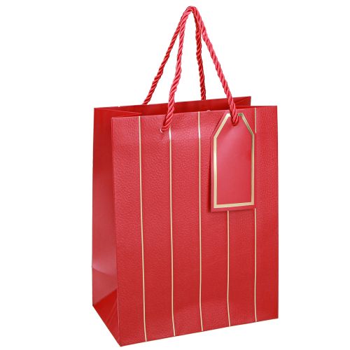 Floristik24 Geschenktasche Weihnachtstasche Rot Gold 18×10×23cm 1 St