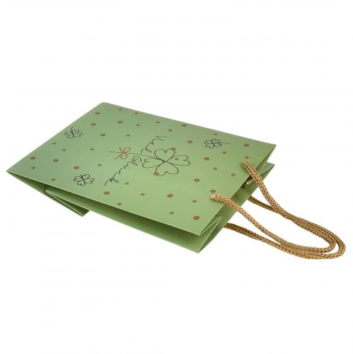 Artikel Geschenktüte Viel Glück Grün Gold Papier 18×10×23cm 2St