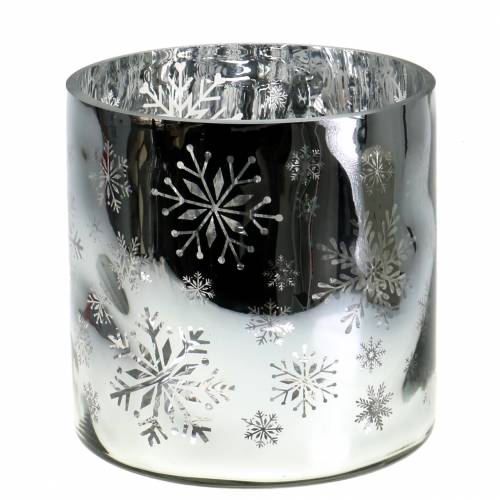 Floristik24.de Weihnachtsdeko Windlicht Glas Metallic H20cm-66200 Ø20cm