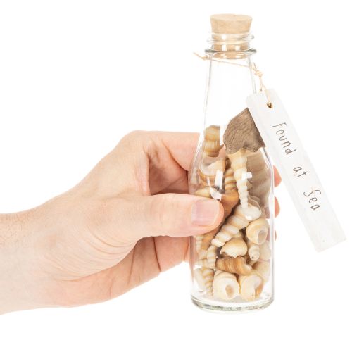 Artikel Glasflasche Deko mit Muscheln und Anhänger maritime Tischdeko 17cm 2St