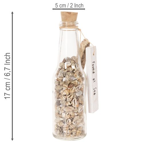 Artikel Glasflasche Deko mit Muscheln und Anhänger maritime Tischdeko 17cm 2St