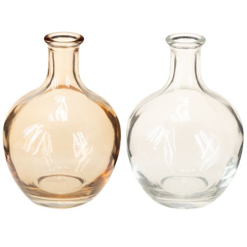 Artikel Glasflasche Minivase Amber und klar Ø7,5cm H11cm 4St