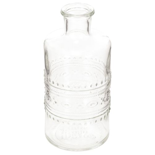 Artikel Glasflasche mit Muster zylindrisch klar Dekovase 15cm 6St