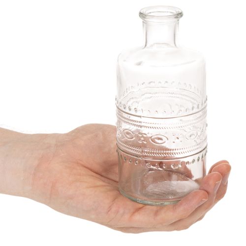 Artikel Glasflasche mit Muster zylindrisch klar Dekovase 15cm 6St