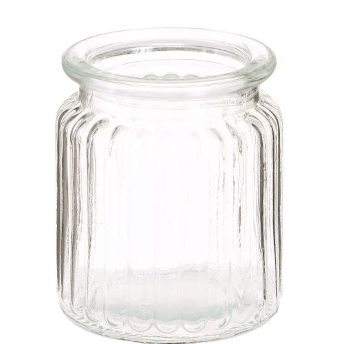 Glasvase Klar Geriffeltes Glas Deko Vase Ø8cm H9cm 6 St