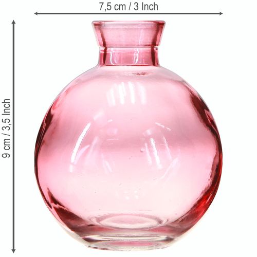 Artikel Glasvasen Bauchig Rosa Retro Minivasen Ø7,5cm H9cm 6 St