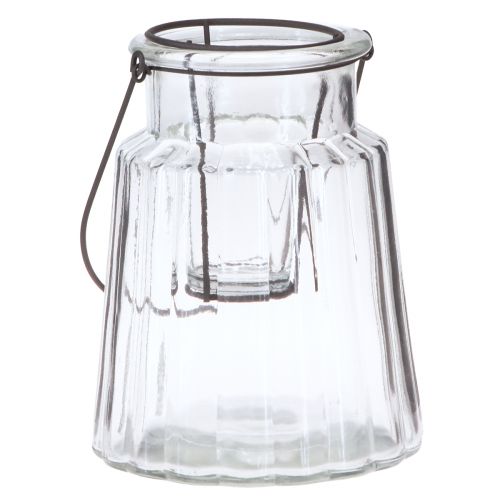 Glaswindlicht Windlicht mit Henkel Glas Klar Ø14cm H18cm