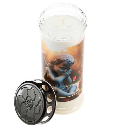 Artikel Grabkerze Rosen Grablicht Weiß 7 Tage Ø7,5cm H20cm 2St