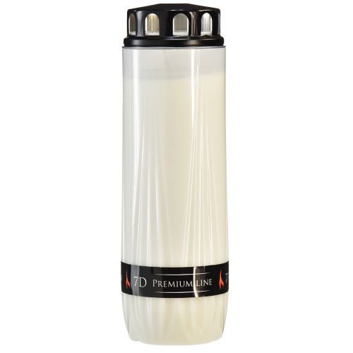 Floristik24 Grabkerze Weiß Deckel Schwarz Brenndauer 7 Tage H24cm