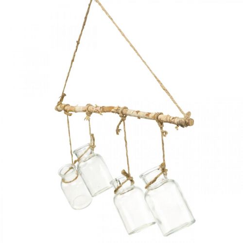 Artikel Fensterdeko Holz mit Glasvasen zum Aufhängen für Blumenarrangements