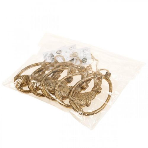 Floristik24 Hängedeko Ostern Anhänger Osterhase Deko Ei Gold 9cm 6St