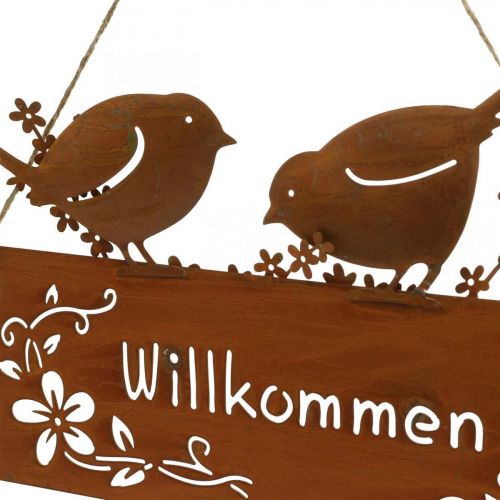 Floristik24 Deko Schild Willkommen zum Aufhängen Rost Optik 25×18/21cm 2St
