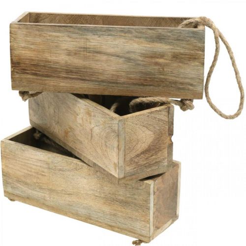 Floristik24 Pflanzkästen am Seil, Hängeregal zum Bepflanzen, Holzdeko Naturfarben L98cm B30cm