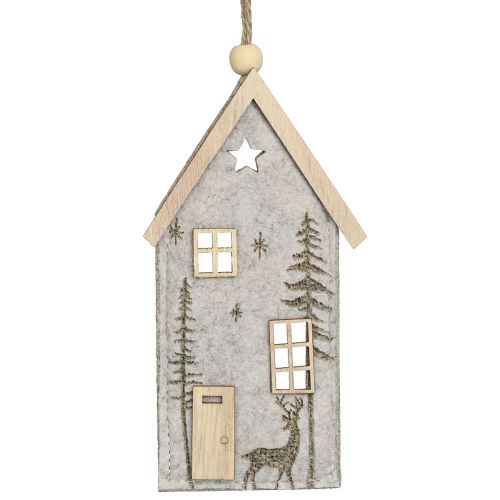 Häuschen zum Hängen Weihnachten Filz Deko Beige 15cm 6 St