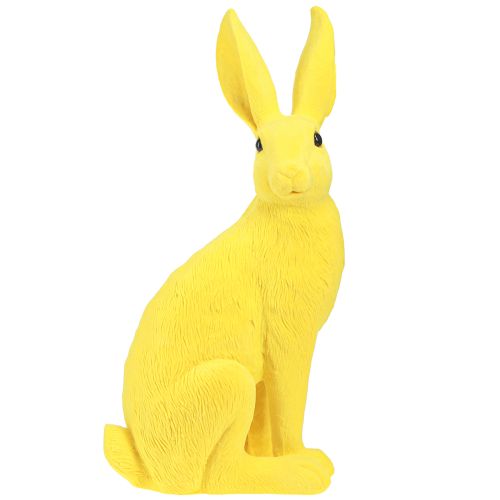 Hase Gelb Sitzender Osterhase Deko beflockt 16×13×35cm