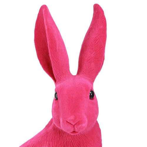 Artikel Hase Pink Deko Osterhase sitzend beflockt 16×13×35cm