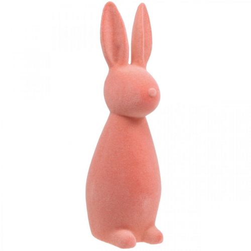 Floristik24 Deko Hase beflockt Apricot, Frühlingsdeko, Osterhase H42cm