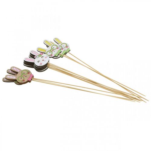 Floristik24 Lustige Osterhasen Deko Hasenkopf am Stab Blumendeko 7cm 12 St