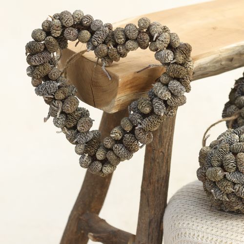 Artikel Herz Deko Zapfenherz Erlenzapfen Weiß gewaschen 24cm