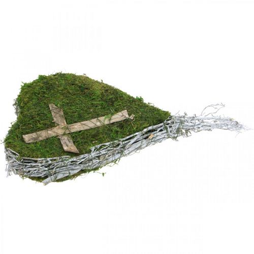 Floristik24 Grabschmuck Herz Reben Moos für Grabgestecke 30×20cm