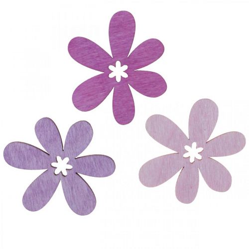 Artikel Holzblumen Streudeko Blüten Holz Lila/Violett/Rosa Ø4cm 72St