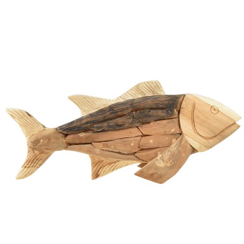 Floristik24 Holzfisch Teak Holz Deko Fisch Tischdeko Holz 63cm