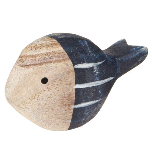 Artikel Holzfische Maritime Tischdeko Natur Blau Weiß 8-9cm 8 St