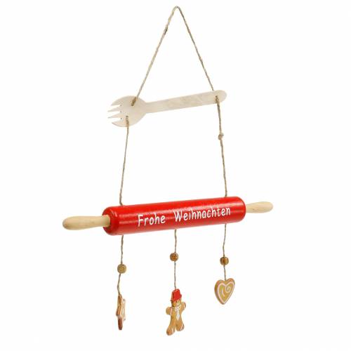 Artikel Holzhänger Nudelholz rot 34x28cm 3St.