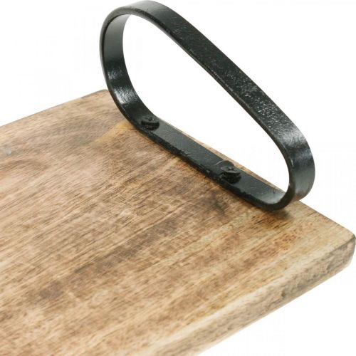 Artikel Tablett aus Holz, Dekotablett mit Metallgriffen, Tischdeko L44cm