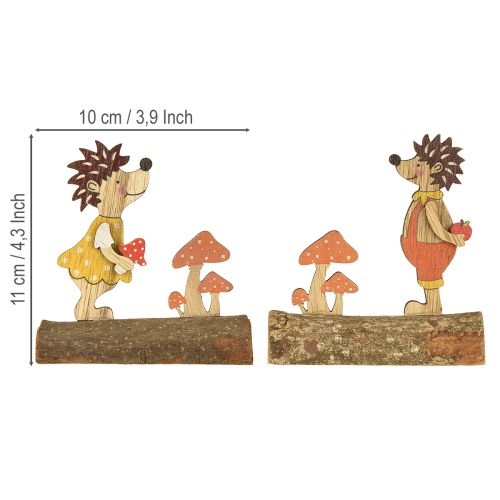 Artikel Igel mit Pilzen Herbstfigur Holzigel Gelb/Orange H11cm 6er-Set