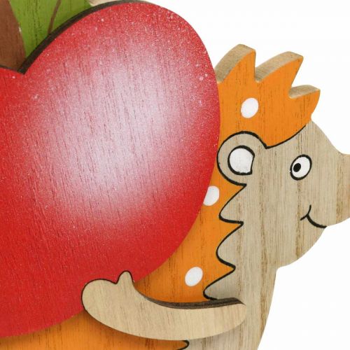 Floristik24 Herbstfigur, Igel mit Apfel und Pilz, Holzdeko Orange/Rot H24/23,5cm 2er-Set