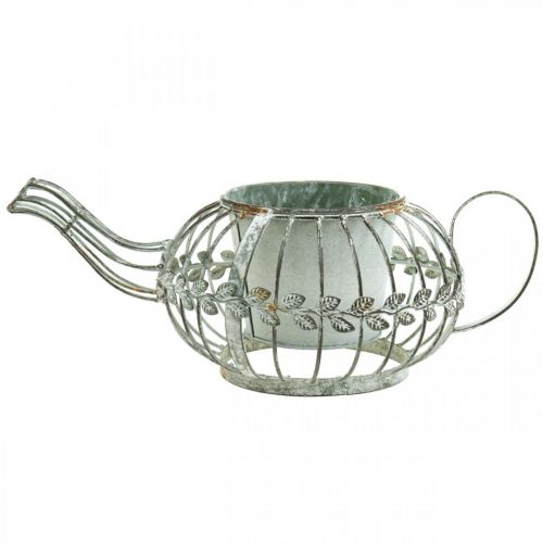 Floristik24 Pflanzgefäß Deko Kaffeekanne Metallkanne zum Bepflanzen L15,5cm Ø11,8cm