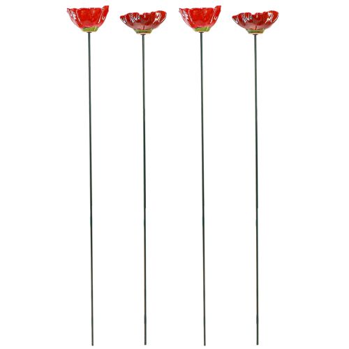 Floristik24 Keramik Deko Mohnblume Gartenstecker Mohn Rot Ø8cm 4 St
