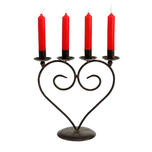 Floristik24 Kerzenhalter in Herzform braun H17cm B16cm