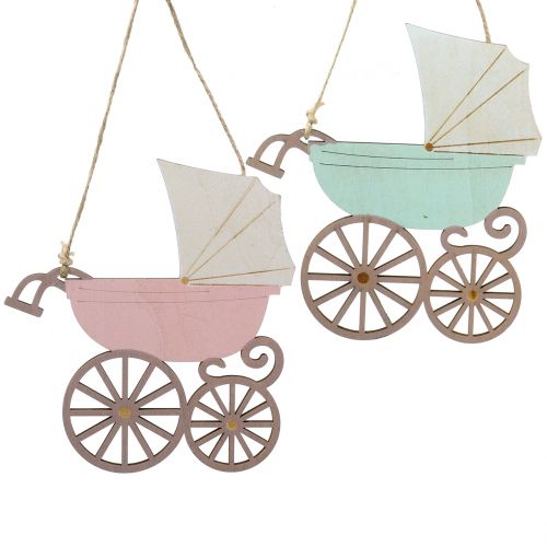 Dekohänger Kinderwagen Rosa/Blau 16,5cm x 15cm 6St