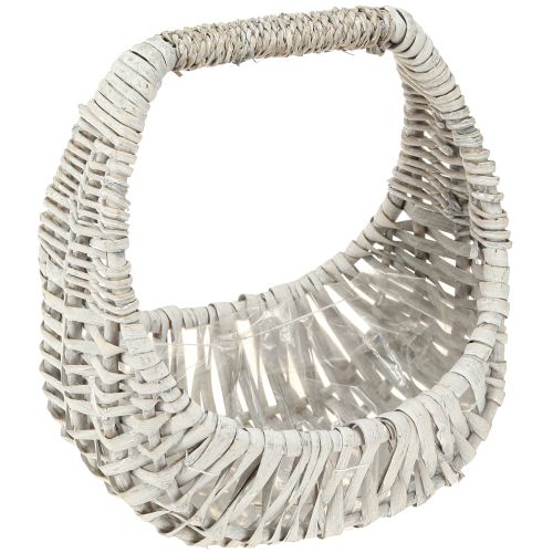 Artikel Korb mit Griff Weidenkorb Grau gewaschen H43/34/27cm 3er-Set